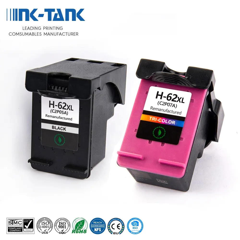 INK-TANK 62XL 62 XL Premium Color Remanufactured Ink Cartridge For HP62XL For HP62 For HP ENVY 5640 Officejet 5740 Printer