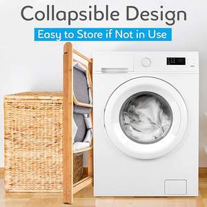 Panier à linge pliable en bambou avec étagères <span class=keywords><strong>de</strong></span> rangement en forme d'échelle pour chambre et buanderie - Product Image 4