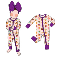 Combinaison Bébé en Fibre de Bambou à Fermeture Éclair, Nouveau Motif Imprimé, Respirante, Pyjama Une Pièce pour Tout-Petits, Combinaison Quotidienne pour Bébé, Vente en Gros