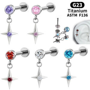 Lotus G23 Titanium Manufacturer Snake Cross Kite Cubic Zircon Labret Cartilage Earrings Studs Piercing Body Jewelry - Product Image 2