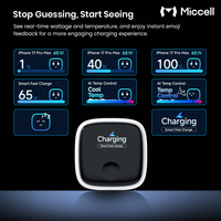 Chargeurs de téléphone de type C Miccell OEM, portables, 60W GaN USB C, charge super rapide avec écran d'affichage de charge, chargeur mural en gros