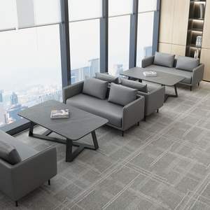 Conjunto de Sofás de Oficina de Tres y Un Asiento, Diseño Moderno y Minimalista para Sala de Recepción Empresarial con Mesa de Centro - Product Image 2
