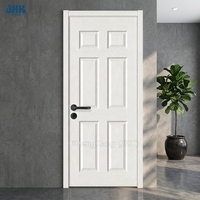 JHK-006TX Panneaux de porte colonne à 6 panneaux en bois composite MDF, design moderne, grain de bois non fini, pour salon et salle de bain