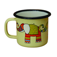 Tasse en émail de grande taille 15oz, style rétro et vintage, logo personnalisé imprimé, bleu, pour utilisation en extérieur, camping, bière, eau, avec poignée