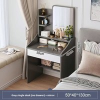 Table de maquillage en chêne massif, style moderne et minimaliste, avec miroir éclairé et rangement intégré pour petits espaces – En stock