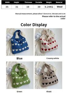 Bolso Tote de Punto con Estampado de Corazones Chic para Otoño 2023, Bolso de Punto Minimalista y Moderno, Bolso de Hombro Elegante y Original - Product Image 3