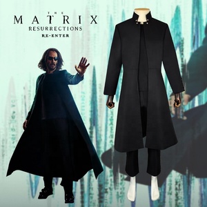 Traje <span class=keywords><strong>de</strong></span> 3 Piezas para Hombre, Estilo Gótico, con Cuello Alto, Gabardina Larga Negra, Disfraz <span class=keywords><strong>de</strong></span> Agente Espía para Halloween - Product Image 2