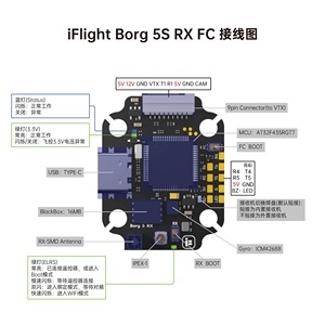 Controladora de Voo iFlight Borg 5S RX AT32F435 4-8S Betaflight com ELRS 2.4G Integrado, BEC 12V e Chave VTX para Drone FPV - Product Image 4