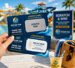 Tarjetas Rasca y Gana Personalizadas para Parques Acuáticos, Impresión de Tarjetas Promocionales para Parques Temáticos, Tarjeta de Premio para el Verano - Product Image 3