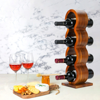 Support de rangement vertical pour présentoir à vin en bois d'acacia de style rétro 4 bouteilles pour comptoir de bar à domicile Support décoratif en bois
