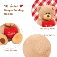 ODM OEM Ours en peluche marron mignon personnalisable, super doux, en fourrure, avec cœur brodé rouge, en coton PP et flanelle, anti-stress