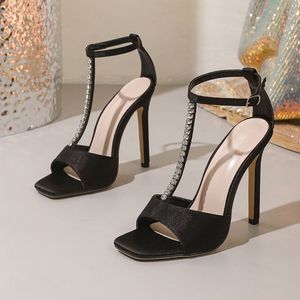 Zapatos Deleventh, Nuevas Sandalias de Tacón de Aguja con Pedrería, Diseño Abierto, Estilo Joker, de Alta Calidad - Product Image 1