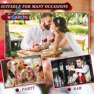 Copas de <span class=keywords><strong>vino</strong></span> rosadas de cristal de 6oz con copa de <span class=keywords><strong>vino</strong></span> tinto de tallo largo para cóctel, fiesta de jugo o bar de bodas - Product Image 6