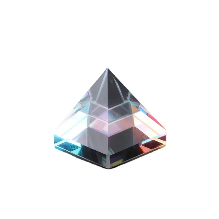2024 Hot Sun Catcher Crystal Optical Polychromatic Prism Cube of Light Golden Tower Aurora Hut Poliedro