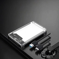 AOTECH casing PC transparan HDD/SSD 2.5 inci SATA USB3.0 portabel penjualan terlaris casing plastik ABS garansi 1 tahun RoHS CE FCC