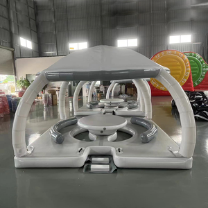 Inflable <span class=keywords><strong>Aqua</strong></span> Resort flotante Isla de agua inflable <span class=keywords><strong>Aqua</strong></span> Cabanas inflable isla flotante ocio agua balsa sombrilla tienda - Product Image 3