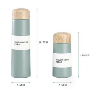 Thermos à thé miniature en acier inoxydable 304 avec couvercle en bois grainé japonais, personnalisé, 150 ml, 250 ml, cadeau d'entreprise, pour le bureau - Product Image 6