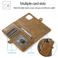 Étui portefeuille hybride TPU PU détachable en cuir pour iPhone 14 Pro Max, coque de téléphone multifonction 2-en-1 pour iPhone 11 12 13 14