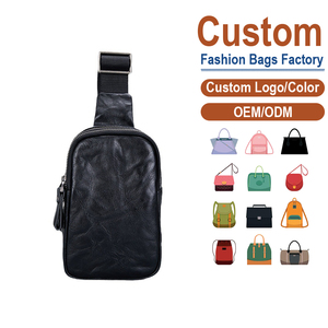 Bolso de Pecho para Hombre de Cuero Genuino Negro - Diseño Deportivo Antirrobo OEM para Marcas que Buscan Elegancia Robusta y Utilidad Urbana - Product Image 2