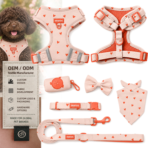 Arneses de Lujo para Perros con Logotipo Personalizado al por Mayor, con Tiras Reflectantes de Alta Visibilidad, Conjunto de Arnés para <span class=keywords><strong>Perro</strong></span> con Estampado de Corazón Rosa - Product Image 1