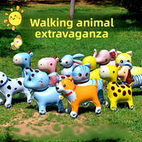Ballon en forme d'animal en corde avec roue, ballon en film d'aluminium de dessin animé, jouet d'extérieur pour fête d'anniversaire, vente en gros d'usine
