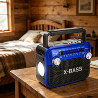 Radio portable vintage OEM avec logo personnalisé, récepteur AM/FM/SW, lecteur MP3, Bluetooth, lampe torche, poignée robuste, alimentation 5V DC