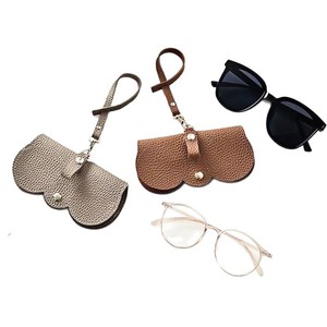 Étui à lunettes en cuir de forme irrégulière, sac de rangement portable pour lunettes, couleur unie, housse de protection pratique pour les voyages - Product Image 3