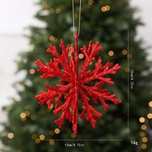 LINGKAI Glitter <b>Flocked</b> Snowflake Hanging Ornament Textured Snow Shape Pendant for Xmas <b>Tree</b> Winter Holiday Home Decor - Product Image 5