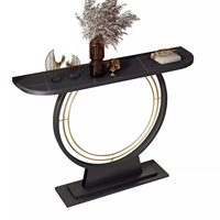Table console en métal de style italien minimaliste et luxueux avec plateau en pierre pour salon et entrée de couloir