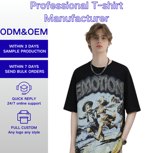 T-shirt à manches courtes en coton épais, coupe classique, style punk hip-hop vintage, avec strass ange, <span class=keywords><strong>pour</strong></span> <span class=keywords><strong>couple</strong></span>, impression personnalisée streetwear - Product Image 1