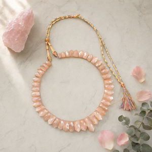 Collar de piedra lunar color melocotón, joyería de piedras preciosas/cristales, regalo para el Día de la Madre/Cumpleaños/San Valentín - Product Image 3