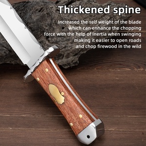 Cuchillo utilitario DIY de punta recta para camping, hoja de acero inoxidable, mango de madera, 20 cm, 4 mm de grosor, OEM personalizable - Product Image 2