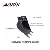 Godet étroit pour excavatrice AORIS Q355Mn en acier, largeur 200-600 mm, pour mini-excavatrice de 1,5 à 3 tonnes