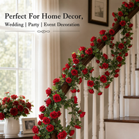 Guirlande de roses artificielles en fil métallique pour décoration murale, arche de porte, cache-tuyau, aménagement de magasin, mariage, fête, ornement