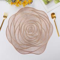 Sets de table ronds en plastique de luxe personnalisés, dorés, en vinyle PVC, dentelle, pour table à manger