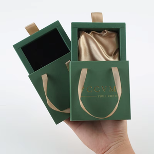 Compact <b>Mini</b> Small Size Drawer Jewelry Gift <b>Box</b> Satin Hand Carry Strap Portable Design Custom Logo Print Elegant Packaging case - Product Image 5