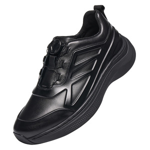 Genuine Leather Running <b>Shoes</b> Round Toe <b>Hook</b> Loop EVA Midsole Rubber Outsole All Seasons Lightweight Chunky <b>Shoes</b> - Product Image 4