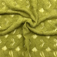 Tissu extensible en nylon et élasthanne jaune-vert, imitation fourrure de lapin, tricoté en dentelle, pour hauts, vêtements d'extérieur et projets DIY automne-hiver