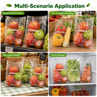 Sac plat en OPP transparent imprimé sur mesure avec trous d'aération, sac d'emballage en plastique poly pour fruits frais, pommes, oranges