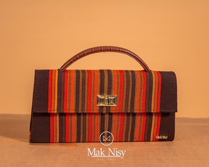 Bolso de Mano Ecológico para Mujer, de Cuero Vegano con Textura de Cocodrilo, Tonos Marrones y Asoke, Cierre de Hebilla - Product Image 3