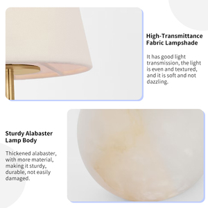 Cordless Alabaster <b>Table</b> <b>Lamp</b> Luxury Hotel Dining Decor Round Natural Stone Sphere Brass Cap <b>Rechargeable</b> LED Terri - Product Image 3