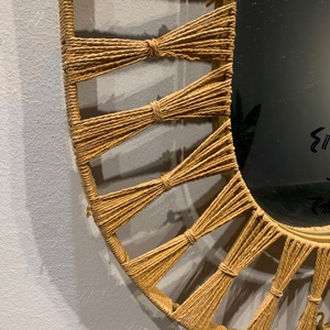 <span class=keywords><strong>Espejo</strong></span> de pared de <span class=keywords><strong>cuerda</strong></span> de ratán ovalado de casa de campo único creativo decoración del hogar tocador moderno <span class=keywords><strong>espejo</strong></span> montado colgante - Product Image 5