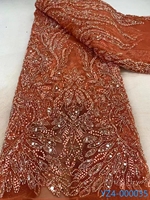 Haute qualité africain Tulle Net dentelle tissu lourd perlé luxe 3D dentelle tissu avec séquence pour robe de mariée