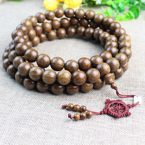 Collier de prière bouddhiste 108 perles en bois de santal doré ancien, unisexe, bijoux de cérémonie religieuse, style ethnique, objet de collection - Product Image 2