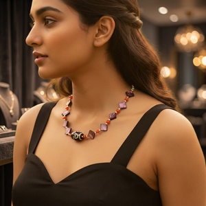 Collar de Cuentas Étnicas para Mujer, Joyería de Estilo Religioso con Piedras Naturales, Regalo de Boda con Piedras Principales de Diamante y Perla - Product Image 4
