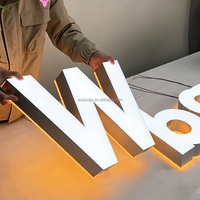 Lettres lumineuses LED acryliques double face durables et antirouille, personnalisées pour enseignes de magasins, transformateurs pour hôtels et mariages