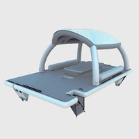 Plateforme flottante gonflable personnalisable de luxe pour île flottante, avec parasol, canapé, bar et pont flottant
