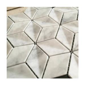 Mattonelle Backsplash da cucina in mosaico a rombo mosaico di <span class=keywords><strong>marmo</strong></span> naturale 3D in <span class=keywords><strong>marmo</strong></span> naturale di Carrara - Product Image 3