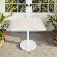 Table de salle à manger extérieure moderne en bois blanc 700*700MM, résistante à l'eau, pour café, cantine, hôtel, chambre, cuisine, restaurant