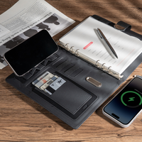 Carnet de notes CARDSILK personnalisé avec batterie externe, logo, journal de charge intelligente pour cadeaux d'affaires, charge sans fil par empreinte digitale, câble USB et coffret cadeau